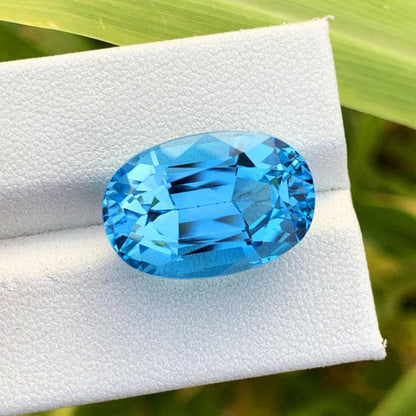 Beautiful Swiss Blue Topaz Loose Gemstone, Electric Blue Topaz Gemstone, Oval Topaz Cut Stone, Faceted Topaz For Jewelry Making, 20.5 CT