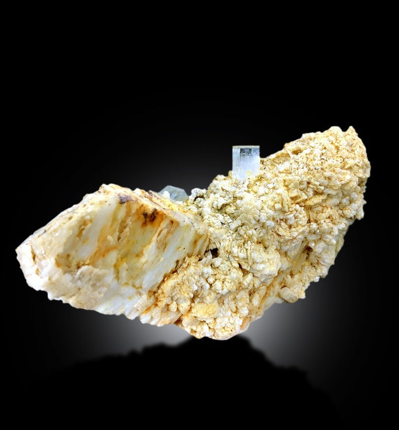 Natural AquaMorganite Crystals with Feldspar, Morganite var Aquamarine, AquaMorganite Specimen from Skardu Pakistan - 495 gram