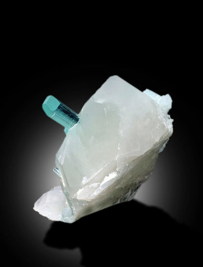 Seafoam Color Tourmalines on Quartz Mineral Specimen from Afghanistan - 130 gram