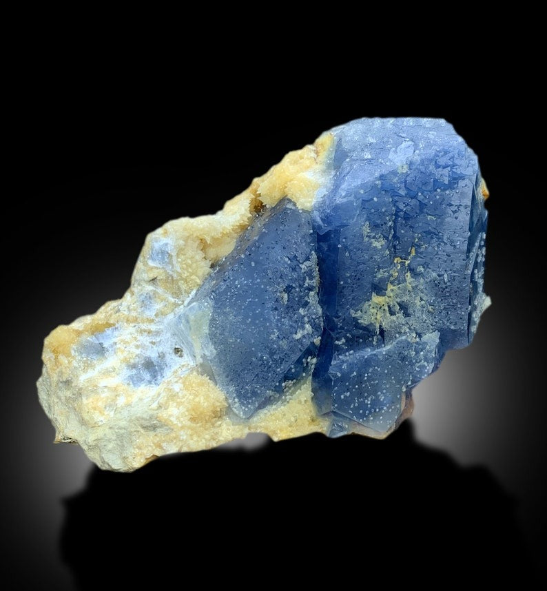 Blue Celestine With Calcite Mineral Specimen From Baghdis, Afghanistan - 744 gram