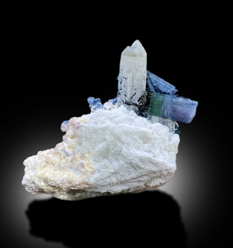 Bicolor Tourmalines With Quartz Lepidolite and Albite Mineral Specimen From Afghanistan - 74 gram