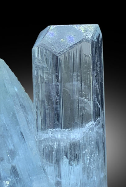 Natural Terminated Twinned Sky Blue Color Aquamarine Crystals with Schorl Tourmaline, Aquamarine from Shigar valley Skardu Pakistan - 47 g