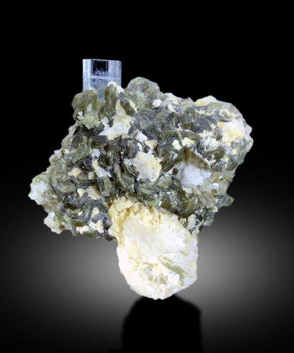 Transparent Blue Color Aquamarine Crystal with Star Mica, Aquamarine Specimen, Aquamarine from Shigar valley Skardu Pakistan - 408 gram