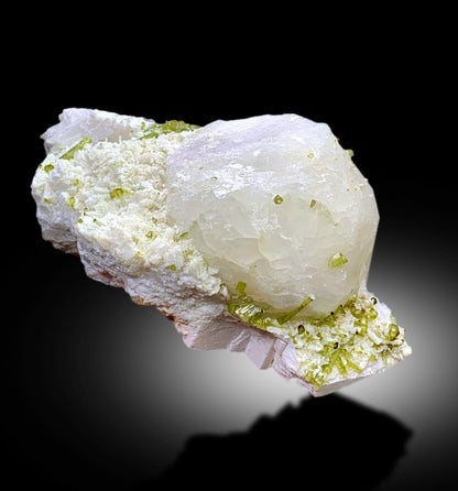 Natural Green Color Tourmaline Crystals with Pollucite, Raw Mineral, Tourmaline Specimen from Chapu Mine Skardu Pakistan - 628 gram