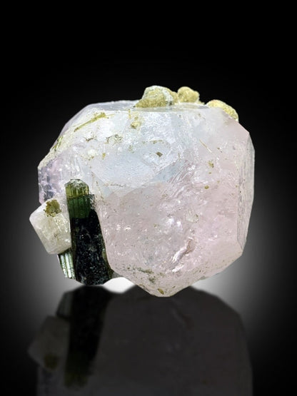 Pink Morganite with Green Tourmalines, Morganite Specimen, Morganite Crystal, Tourmaline Crystal, Mineral Specimen, Raw Gemstone, 87 gram