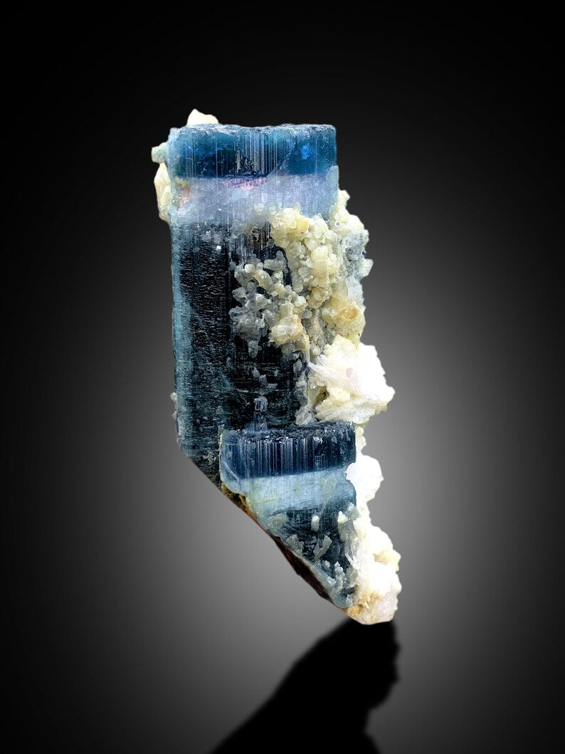 Natural Blue Cap Tourmaline with Albite, Tourmaline Crystal, Tourmaline Specimen, Tourmaline from Paproke Afghanistan - 246 gram