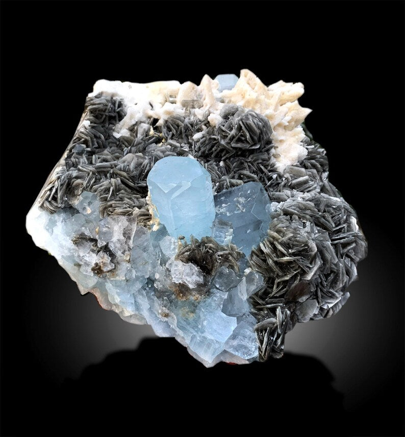 Aquamarine with Calcite and Muscovite Mica, Aquamarine Crystal, Aquamarine Specimen, Aquamarine stone, Calcite crystals, 5.1kg