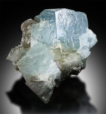 Aquamarine Crystals Cluster Specimen with Mica from Gilgit Pakistan - 514 g, 97*98*56 mm