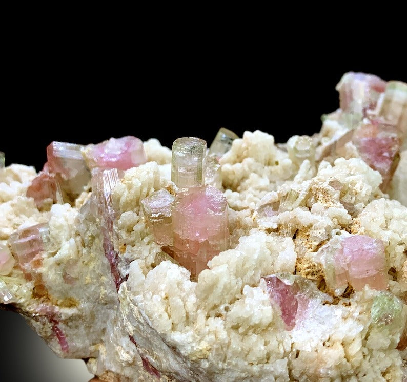 Natural Watermelon Tourmaline Crystals with Albite, Tourmaline Cluster, Tourmaline from Paproke, District Nuristan Afghanistan - 771 gram