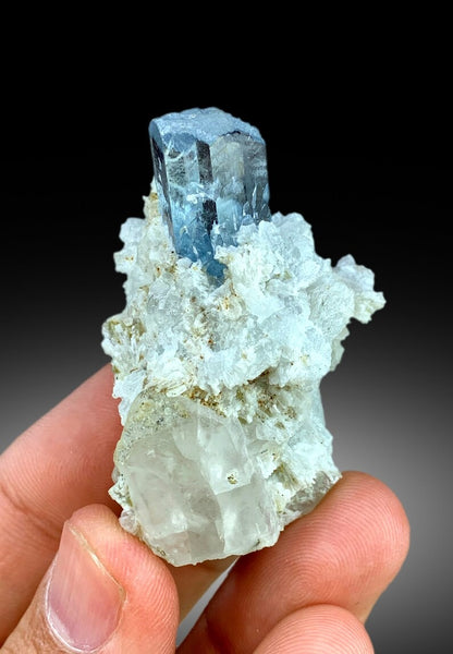 Terminated Blue Aquamarine With Albite and Quartz Specimen From Shigar Valley SKardu Pakistan - 45 gram