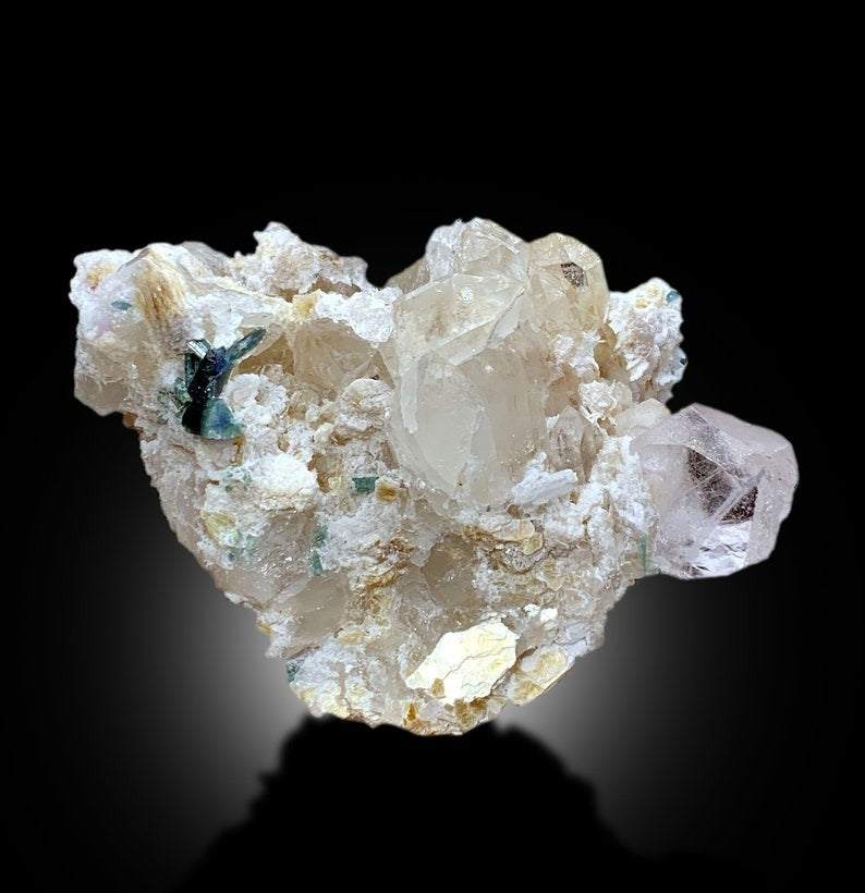 Natural Morganite Crystal with Indicolite Tourmalines, Quartz and Mica, Morganite Specimen, Morganite from Afghanistan - 1065 gram