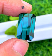 21.50 CT Octagon Cut Indicolite Blue Tourmaline, Loose Gemstone