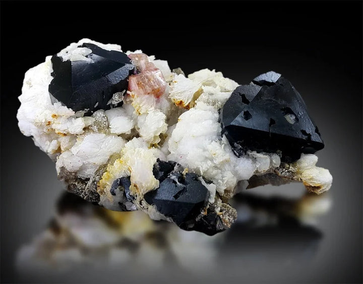 Natural Pink Color Apatite Crystals with Tantalite, Schorl Black Tourmalines and Albite, Mineral Specimen from Skardu Pakistan - 589 gram