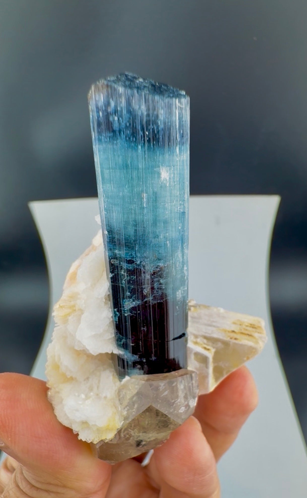 Indicolite Blue Tourmaline with Smoky Quartz, Albite and Mica from Afghanistan, 64 gram