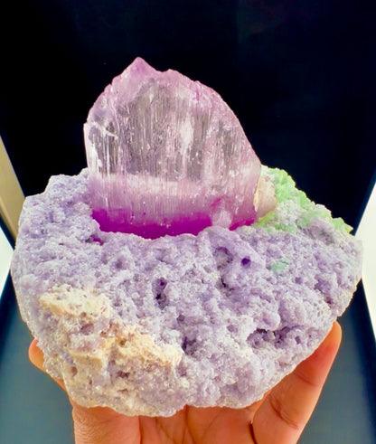 Pink Kunzite with Green Tourmalines on Lepidolite from Afghanistan, 749 gram