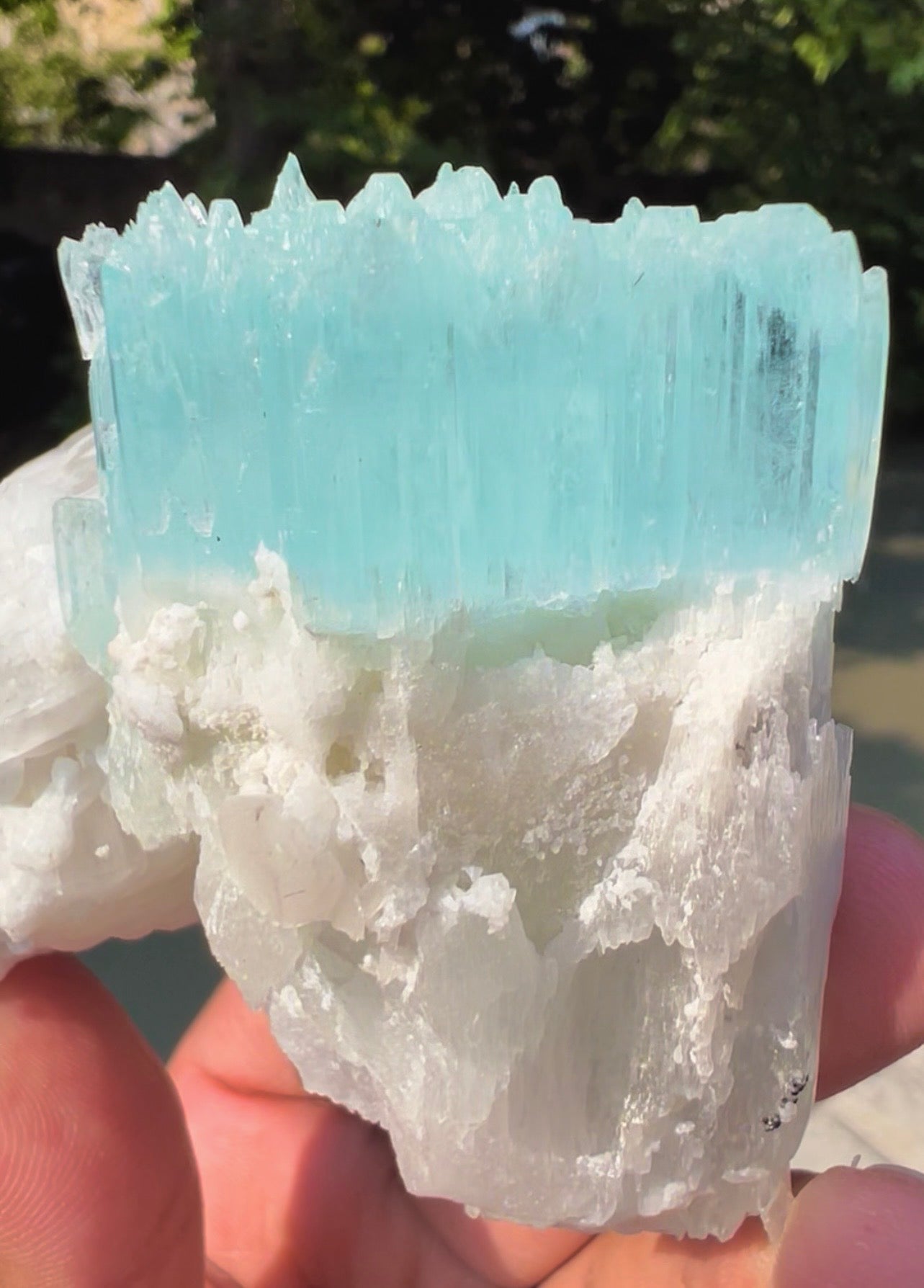 AquaMorganite crystal with Quartz and Feldapar from Pakistan, 240 grams