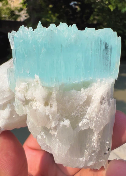 AquaMorganite crystal with Quartz and Feldapar from Pakistan, 240 grams