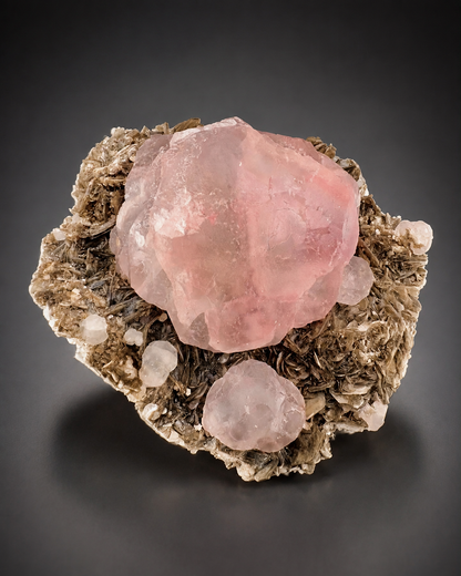 Pink Fluorite on Mica Matrix from Chumar Bakhoor Pakistan, 1619 gran