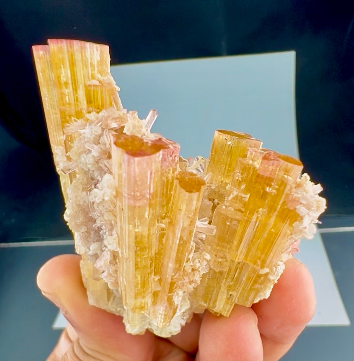 Pink and Orange Tourmaline Crystals Cluster with Lepidolite, 80 Gran