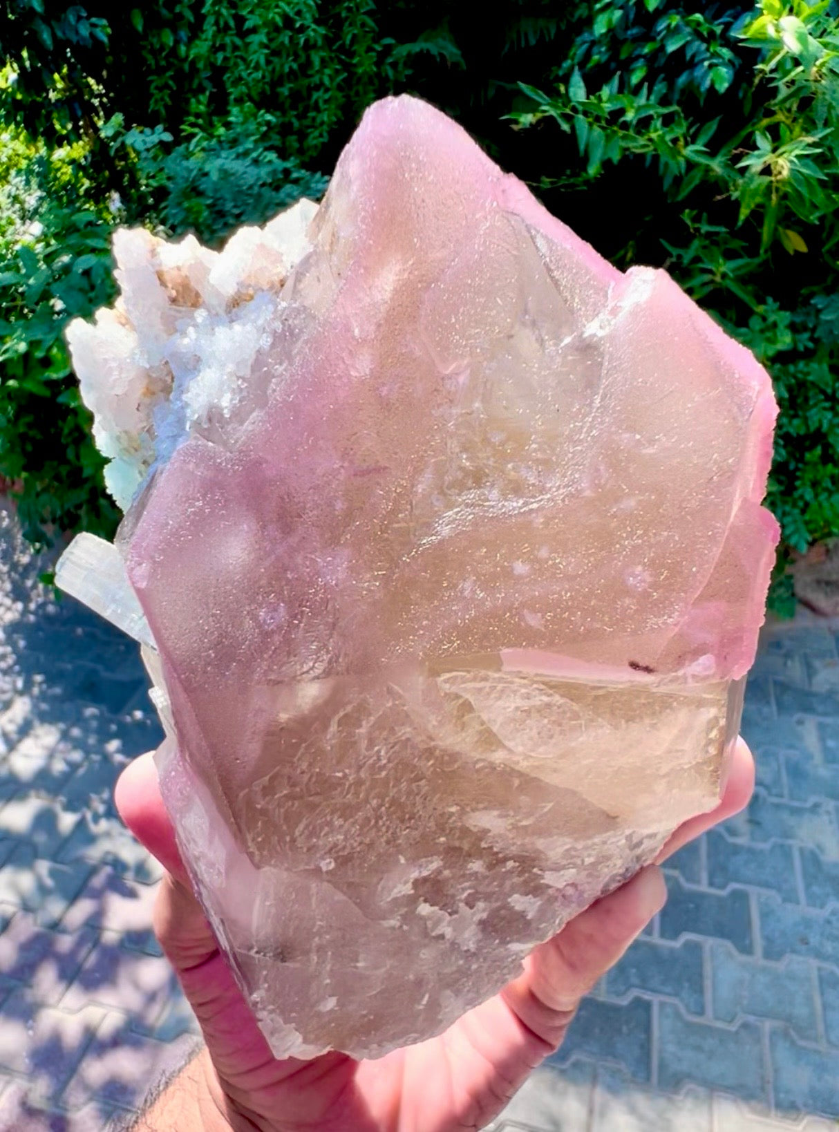 Crystallized Rose Quartz with Tourmaline on Smoky Quartz from Afghanistan, 1830 gram
