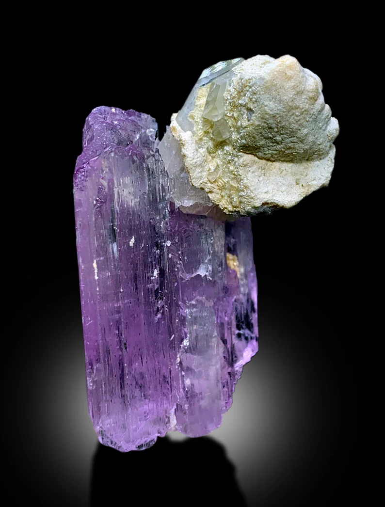 74 gram kunzite quartz green tourmaline combination specimen
Pink kunzite crystal complete damage free DT formation
