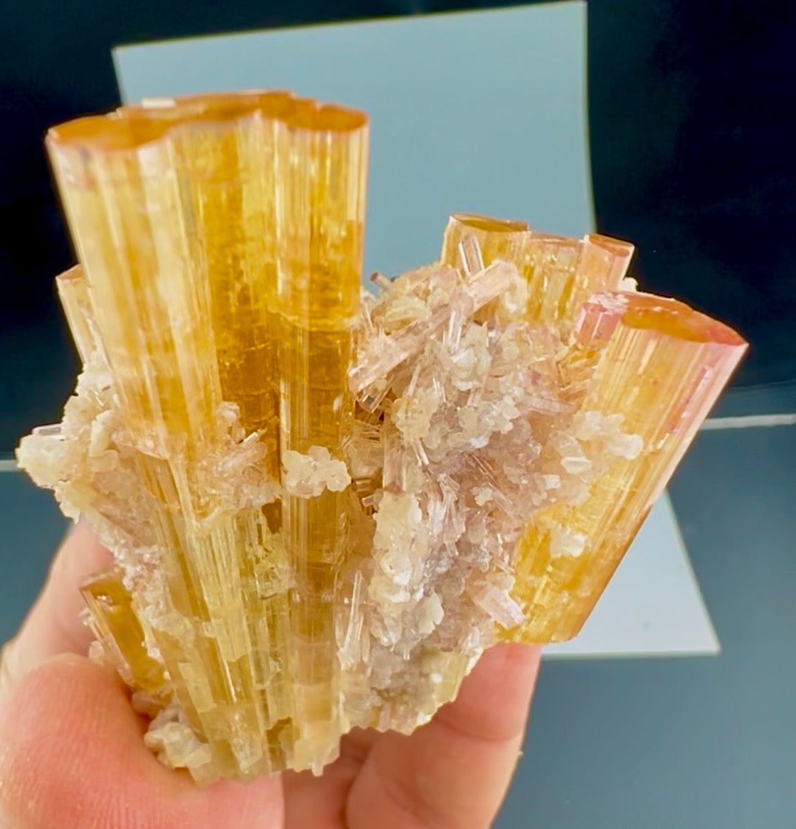 Pink and Orange Tourmaline Crystals Cluster with Lepidolite, 80 Gran
