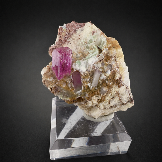 Natural Hot Pink Topaz Crystal on Matrix from Katlang Pakistan,110 gram
