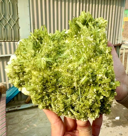 Green Tourmaline Crystals Cluster on matrix from Chapu Mine Pakistan, 3418 gram