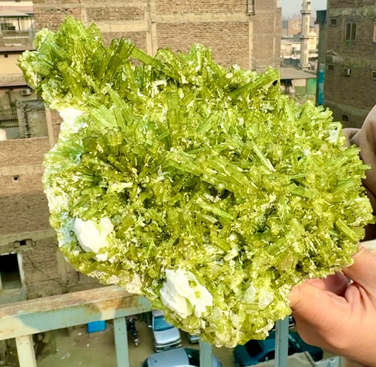 Green Tourmaline Crystals Cluster on matrix from Chapu Mine Pakistan, 3418 gram