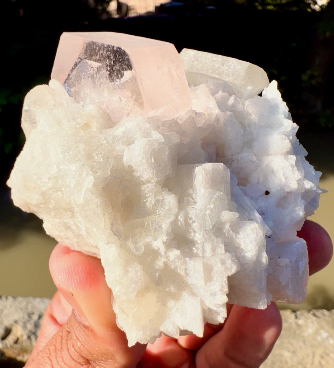 Morganite crysal with Quartz and Cleavlandite Albite from Afghanistan, 125 gram