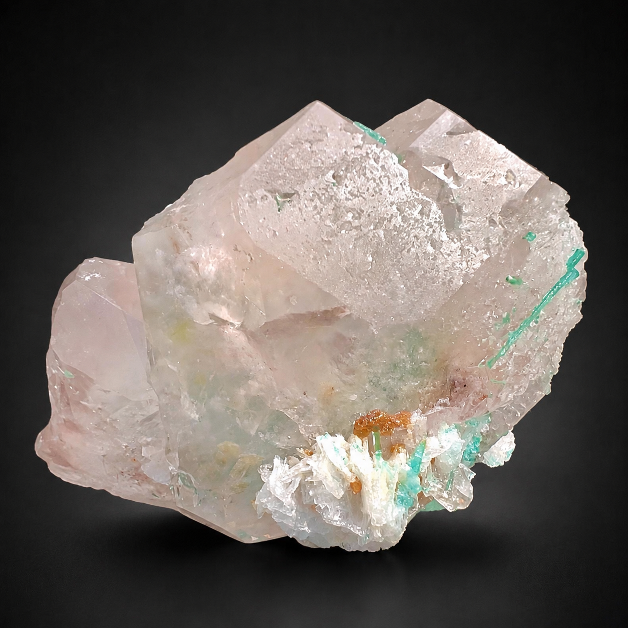 Bicolor Beryl Morganite Aquamarine with Green Tourmaline, Microlite and Albite from Afghanistan, 576 gram