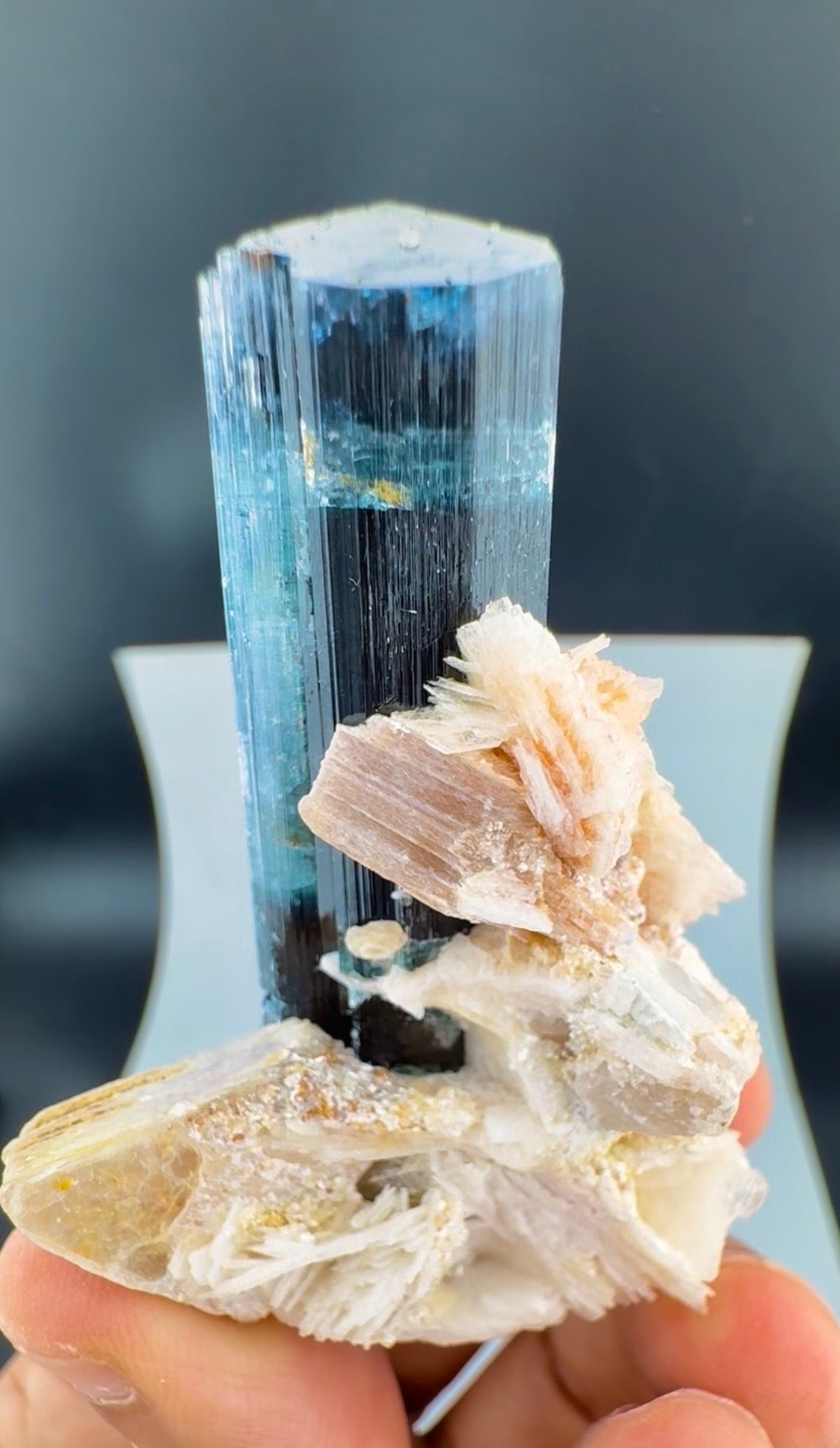 Indicolite Blue Tourmaline with Smoky Quartz, Albite and Mica from Afghanistan, 64 gram