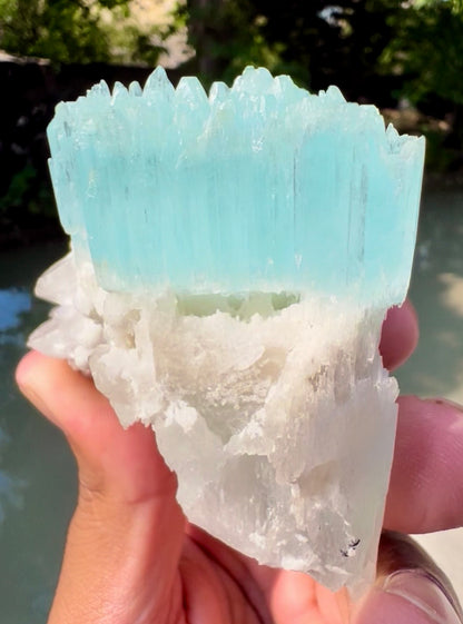 AquaMorganite crystal with Quartz and Feldapar from Pakistan, 240 grams