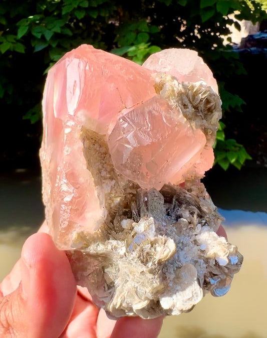 Pink Fluorite on Mica from Pakistan - 401 gram