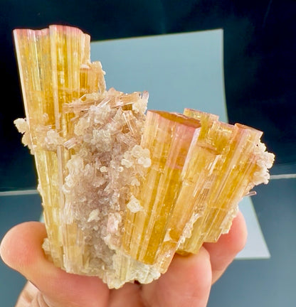 Pink and Orange Tourmaline Crystals Cluster with Lepidolite, 80 Gran