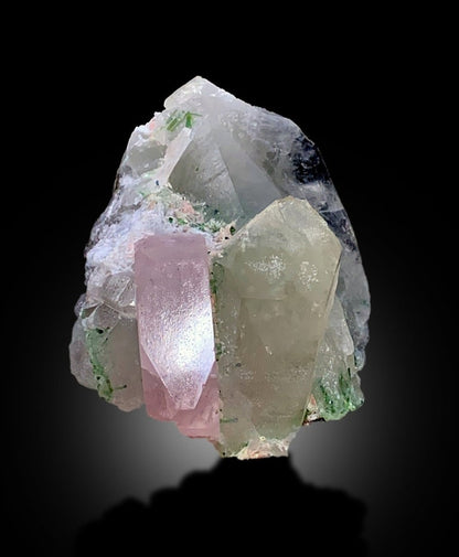 Pink Morganite with Tourmalines and Quartz Specimen from Afghanistan, 378 gram