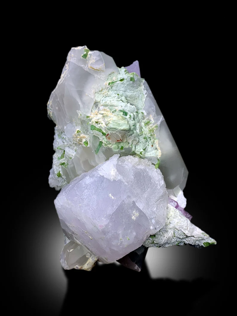 Pollucite With Kunzite Green Tourmalines Quartz and Albite Combine Specimen From Afghanistan - 4270 gram