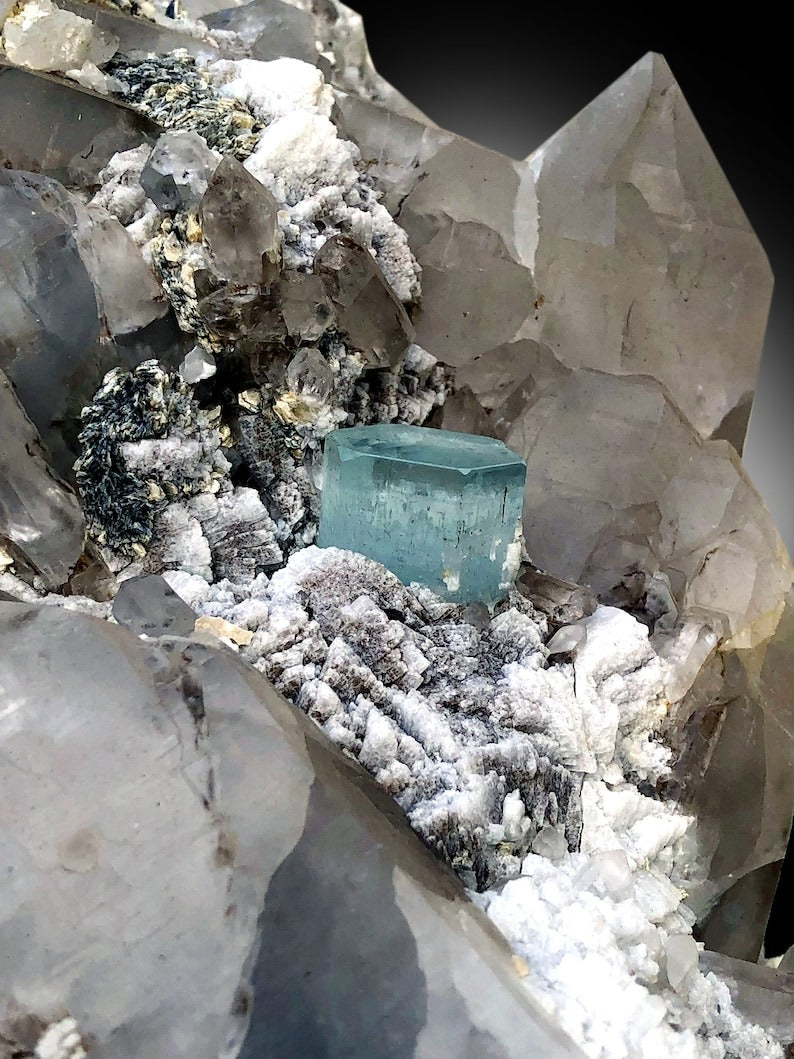 Blue Aquamarine Crystal With Quartz and Albite Mineral Specimen From Skardu Pakistan - 6550 gram