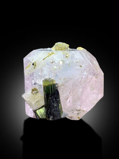 Pink Morganite with Green Tourmalines, Morganite Specimen, Morganite Crystal, Tourmaline Crystal, Mineral Specimen, Raw Gemstone, 87 gram