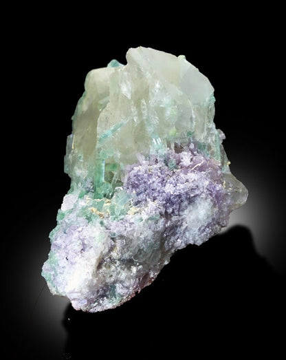 Green Tourmalines With Pink Lepidolite and Quartz Mineral Specimen From Afghanistan - 524 gram
