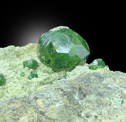 Demantoid Garnet, Green Garnet, Garnet Crystals, Demantoid Garnet Specimen, Crystal Cluster, Mineral Specimen, Garnet on matrix, 228 gram