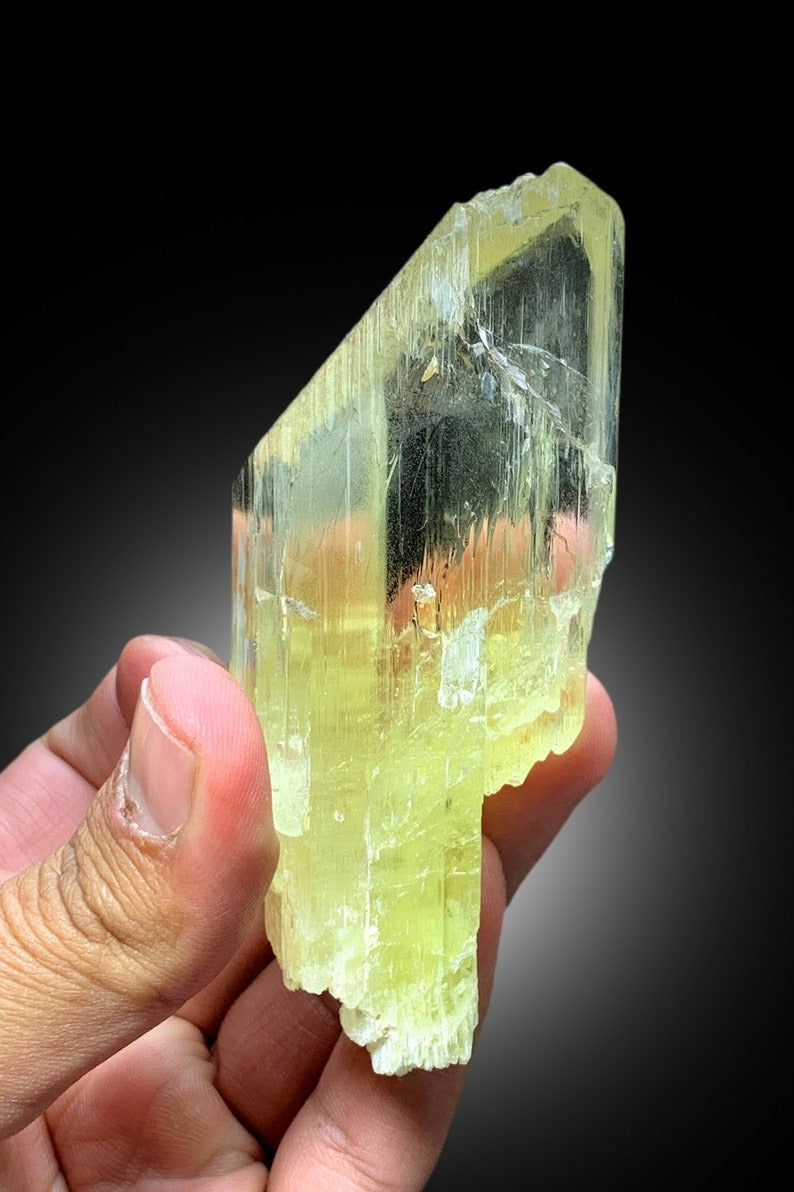 Transparent Yellow Triphane Kunzite Crystal, Mineral Specimen, Natural Kunzite, Raw Mineral, Kunzite Crystal from Afghanistan - 185 gram