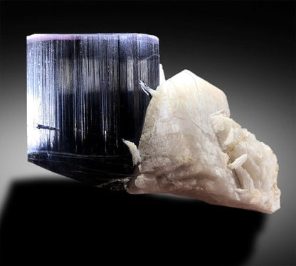 Purple Cap Tourmaline with Smoky Quartz Feldspar and Albite Specimen from Paprok Afghanistan - 440 g , 112*63 mm