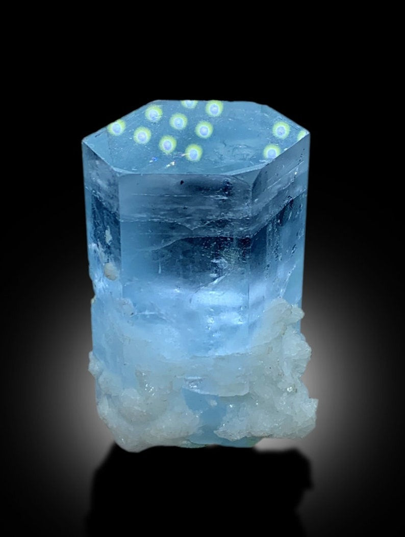 Natural Terminated Sky Blue Aquamarine With Albite From Shigar Valley SKardu Pakistan - 54 gram