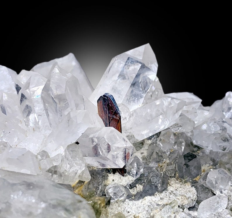 Rare Red Brookite With Quartz and Chlorine Quartz Cluster Mineral Specimen From Baluchistan Pakistan - 1540 gram