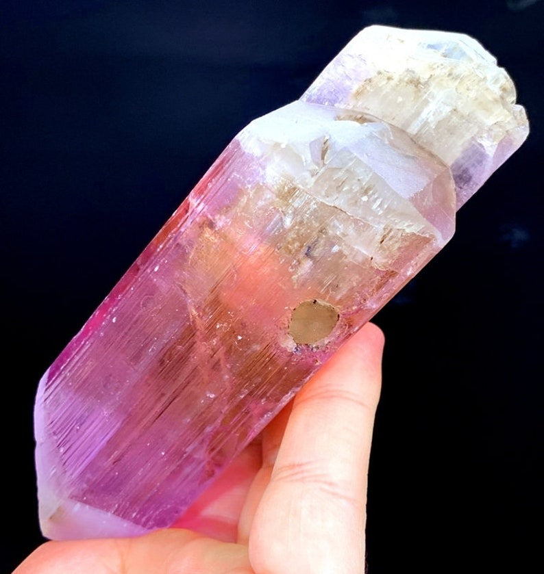 Natural Terminated Twinned Pink Kunzite Crystal From Afghanistan - 405 g