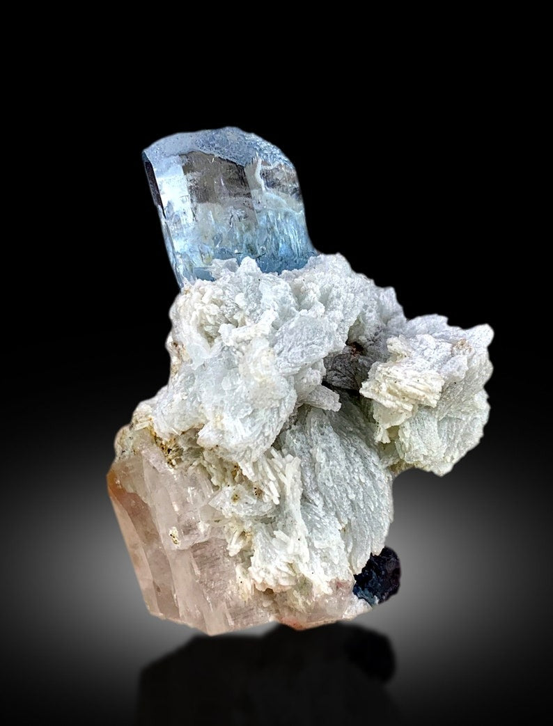 Terminated Blue Aquamarine With Albite and Quartz Specimen From Shigar Valley SKardu Pakistan - 45 gram