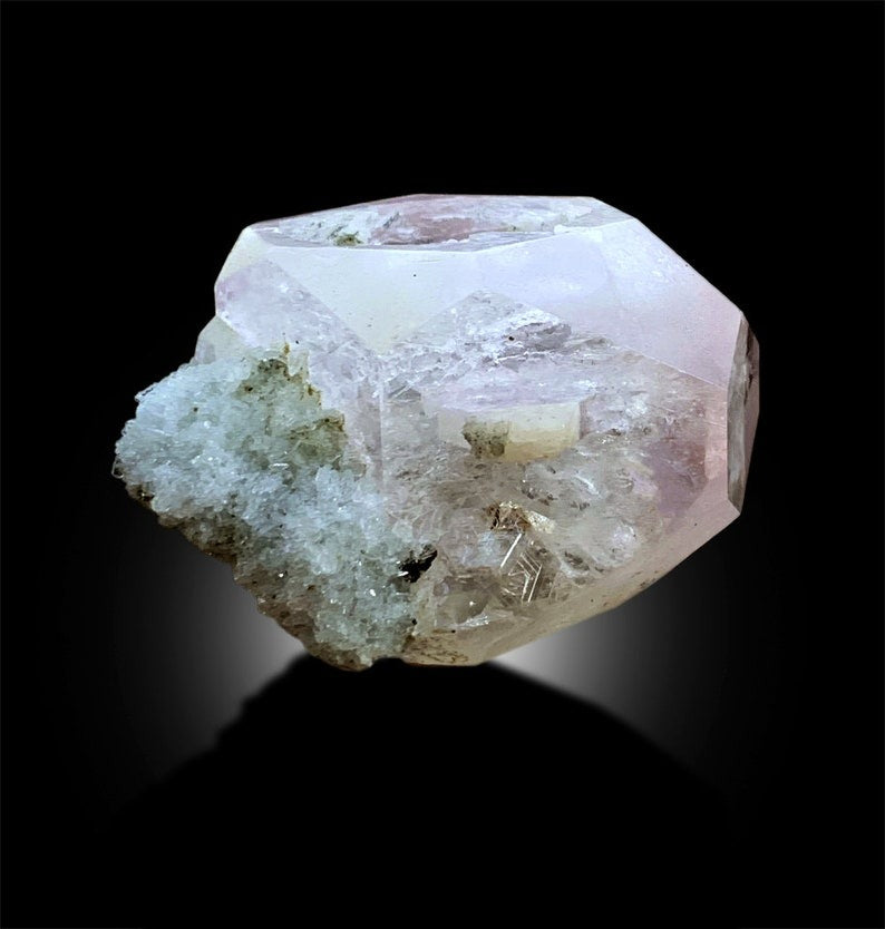 Pink Morganite with Tourmalines and Apatite, Morganite Crystal, Tourmaline Crystals, Pink Apatite, Combo Mineral Specimen, Raw Gemstone, 60g