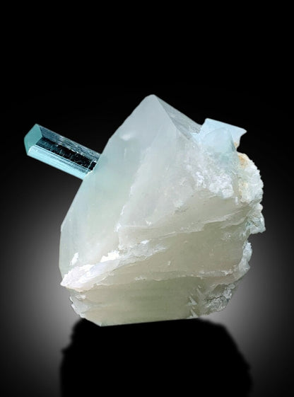 Seafoam Color Tourmalines on Quartz Mineral Specimen from Afghanistan - 130 gram