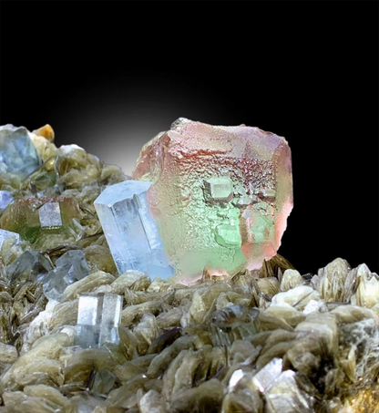 Fluorite with Aquamarine Crystals and Mica Specimen | Bicolor Fluorite | Aquamarine Specimen | Museum Grade Specimen | Raw Gemstone | 3325 g